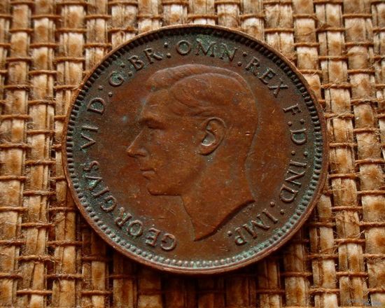 ТОРГ! Англия 1 фартинг 1942! Георг VI! Шоколадная патина! Медь! ВОЗМОЖЕН ОБМЕН!