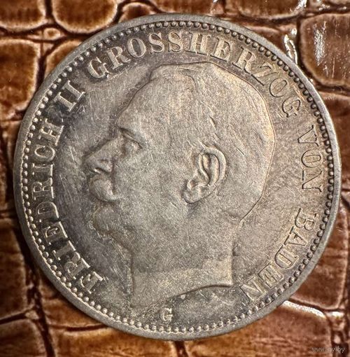 Монета 3 марки 1914 год. Баден. Германская империя.