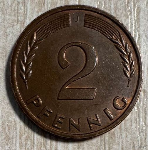 Монета 2 пфеннигов 1961 год. ФРГ. Монетный двор Гамбург. С рубля без МЦ.