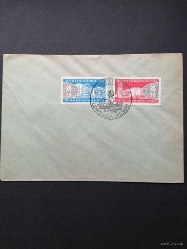 ГДР 1960 Конверт с полной серией марок "Торговая ярмарка в Лейпциге" (спецгашение) Mi.750-751 каталог 1.00 евро