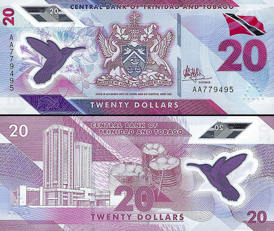 Тринидад и Тобаго 20 долларов 2020 год UNC (полимер)  серия ВЕ