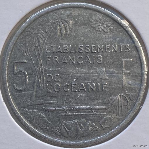 Французская Океания 5 франков 1952 г. В холдере