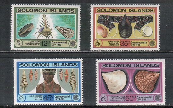 Соломоновы острова -1983 (Мих.491-494) , ** , Морская фауна,Раковины(полная серия)