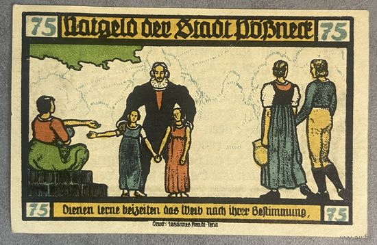 Нотгельд Пёсснек 75 пфеннигов 1921 год. Веймарская республика