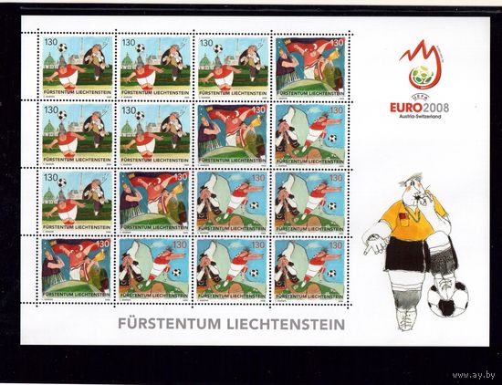 Лихтенштейн-2008(Мих.1479-1481)  ** , Спорт, ЧЕ-2008 по футболу, м/л