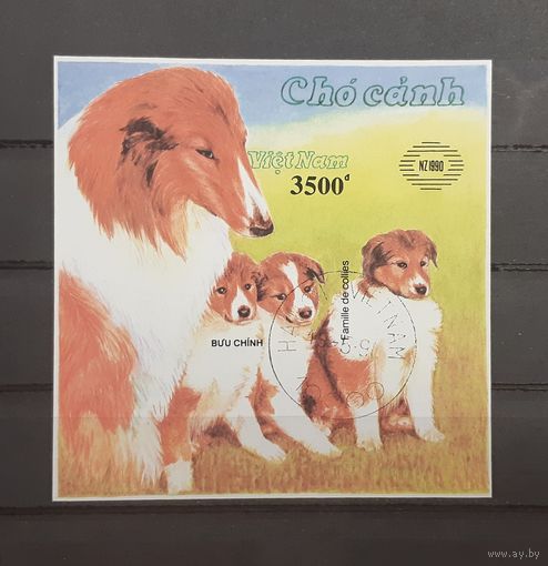 Вьетнам. 1990 год. Фауна. Собаки (блок, беззубцовка)