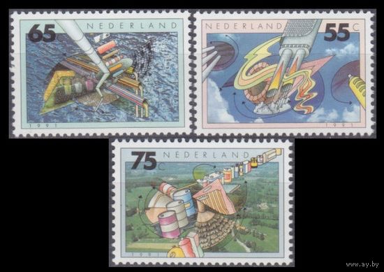 1991 Нидерланды 1396-1398 Экология - проблемы загрязнения 2,50 евро