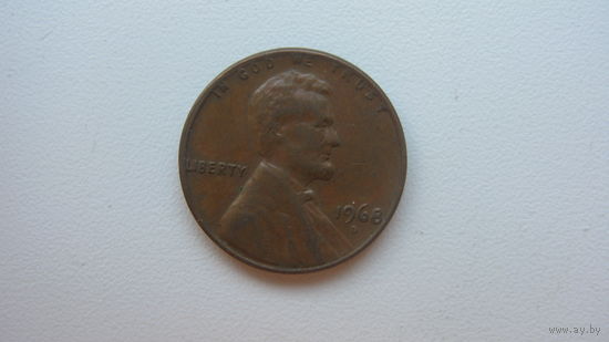 США 1 цент 1968 D