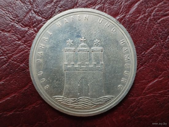 10 марок ФРГ 1989 г. 800 лет Гамбургу.