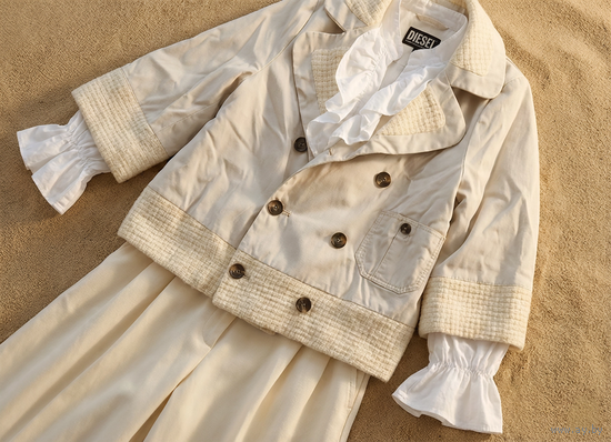 Укороченный жакет Diesel, XS, молочный цвет, винтаж