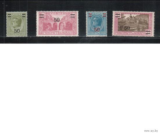 Монако-1928(Мих.111-114)   ** ,  Стандарт, Железная дорога, Флот, Князь Луис II , Надп.(полная серия)