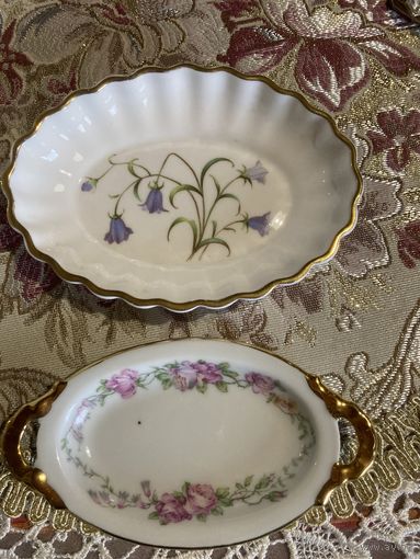 Тарелка Подносик и Мелочница Лимож и Spode Франция Англия винтаж