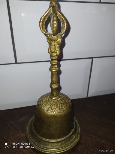 Колокол подзывной большой бронза старинный