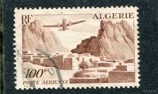 Французский Алжир. Авиапочта. Самолет над городом Эль Кантара.