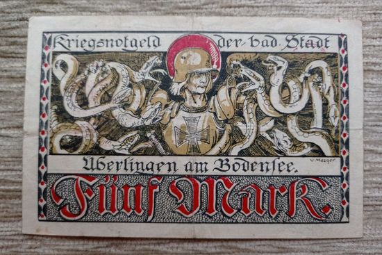 Werty71 Германия 5 марок 1918 банкнота Юберлинген