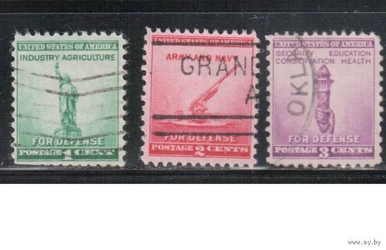 США-1940, (Мих.495-497), гаш.   , Национальная безопасность, Символы (полная серия) (1)