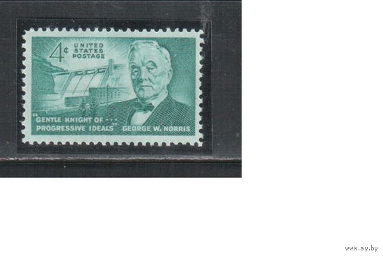 США-1961, (Мих.810),  **   ,  Личности, Плотина  (одиночка)