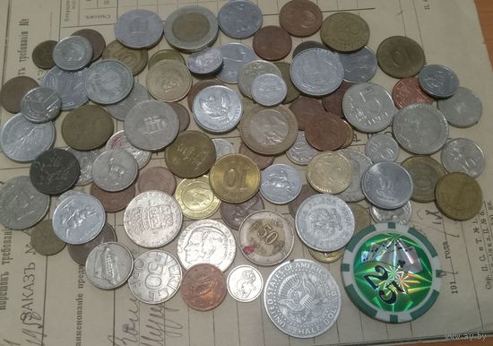 С РУБЛЯ! 80 монет+ 2 жетона. Микс, без СССР, УК, РФ.