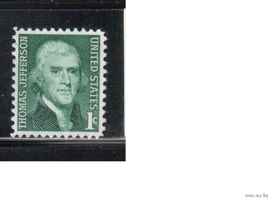 США-1968, (Мих.940 Ах) , * (без клея) , Стандарт, Личности, Джефферсон (одиночка),