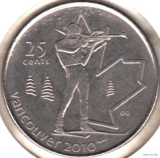 КАНАДА 25 центов 2007 "Биатлон" UNC!