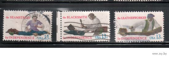 США-1977, (Мих.1305-1308) , гаш. , Профессии, Ручной труд , 3 марки