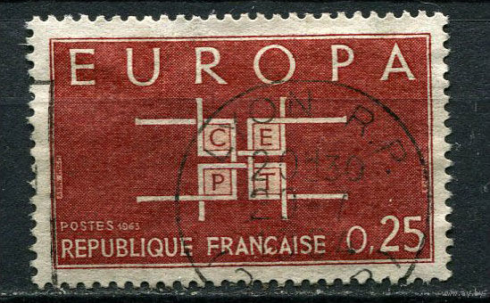 Франция - 1963 - Европа (C.E.P.T.) - Квадрат 0,25Fr - [Mi.1460] - 1 марка. Гашеная.  (Лот 64CC)