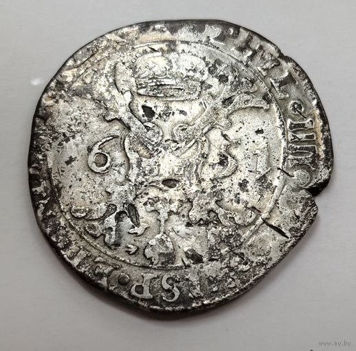 Талер Патагон 1651, Фландрия, остатки блеска