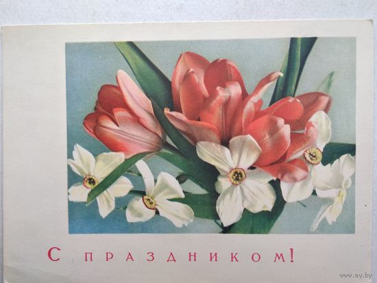 Открытка ,, с праздником ! ,, 1966 г., подписана