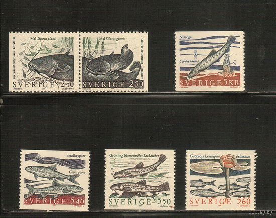 Швеция-1991(Мих.1649-1654) , **  ,  Фауна, Рыбы,(полная серия)