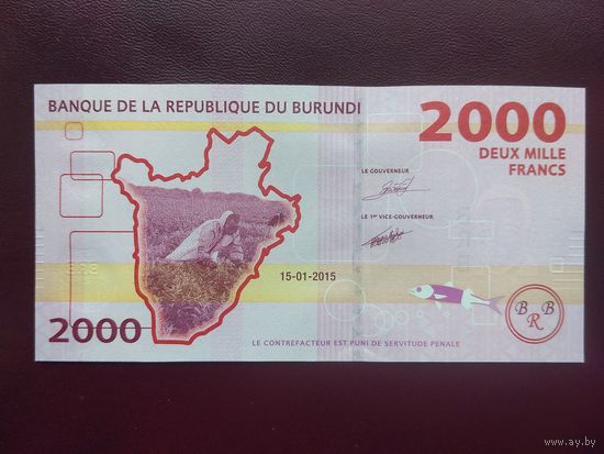 Бурунди 2000 франков 2015 UNC