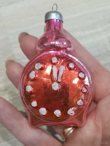 Елочные игрушки, стекло, часы, куранты, будильиик