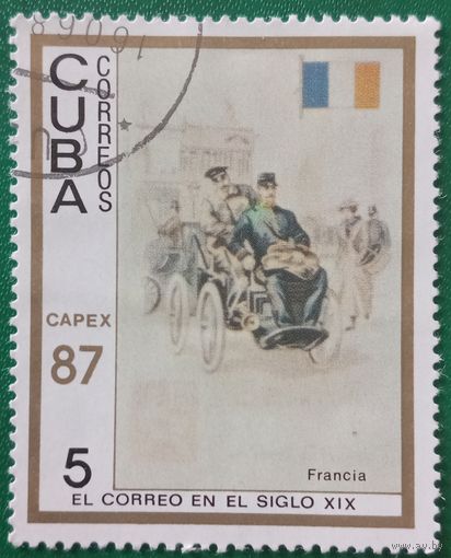 Куба 1987. История почтовой службы Франции. Марка из серии