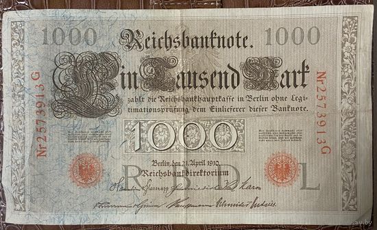 Банкнота 1000 марок 1910 год. Германская империя