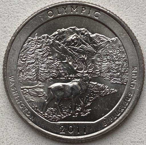 США 25 центов (квотер) 2011 г. P. Национальный парк Олимпик