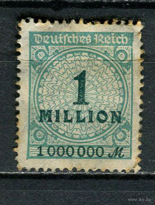 Рейх (Веймарская республика) - 1923 - Цифры 1 Mio - (пятна на клее) - [Mi.314A] - 1 марка. MH.  (Лот 73Gf)-T2P25