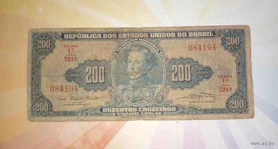 Бразилия 200 крузейро 1964г