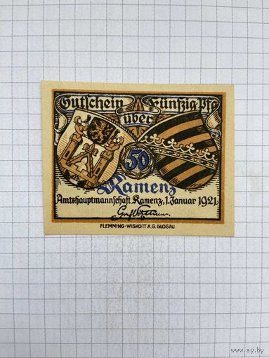 Нотгельд 50 пфеннигов Германия Каменц-0501