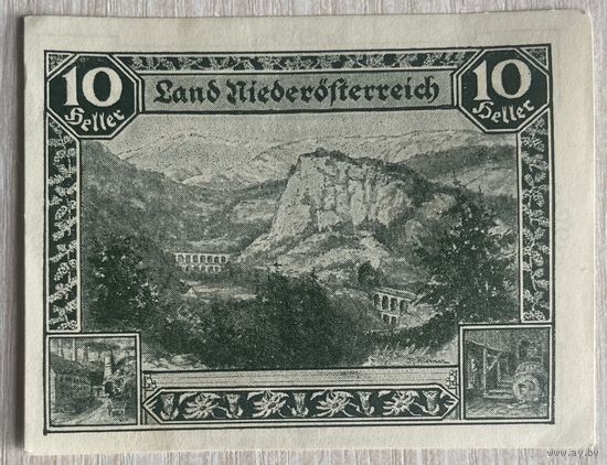 Нотгельды Австрия Ниедорестерейх 10 геллеров 1920 год.