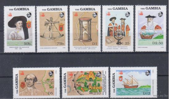[16] Гамбия 1988.Парусники,мореплаватели. СЕРИЯ+ 2 БЛОКА. MNH. Кат.43 е.