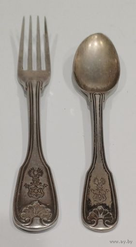 Все лоты с 1р.Серебро Рыцарский Герб десертный набор Вес 82,3гр