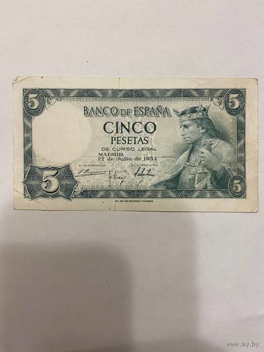Испания 5 песет 1954 г.-1101