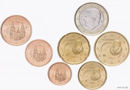 Испания набор монет 1, 2, 5, 10, 20, 50 евроцентов; 1 евро, UNC. Новый король! Сторгуй за свою цену, предложи обмен!