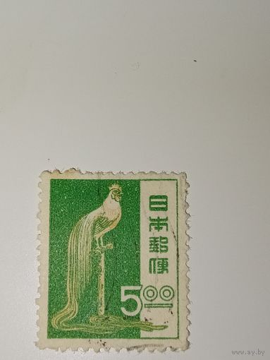 Япония 1951 год Марка изображает длиннохвостого петуха породы Онагадори