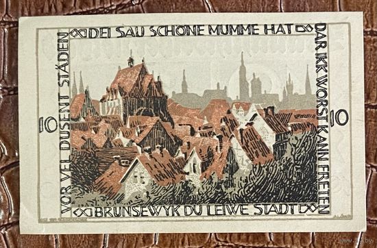 Нотгельд 10 пфеннигов 1921 год. Брауншвейг,. Веймарская республика