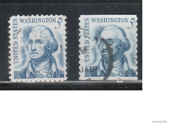 США-1967, (Мих. А937 А+С) , гаш. ,  Стандарт, Личности, Вашингтон, 2 зубцовки