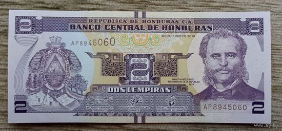 Werty71 Гондурас 2 лемпиры 2019 UNC банкнота