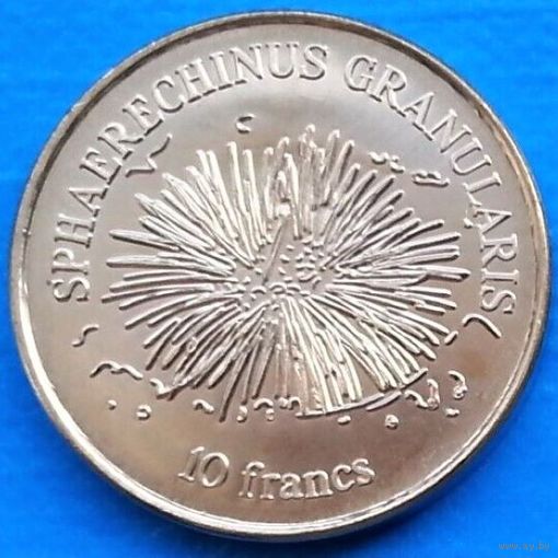 Остров Клиппертон. 10 франков 2011 год  "Морской еж"   Unusual