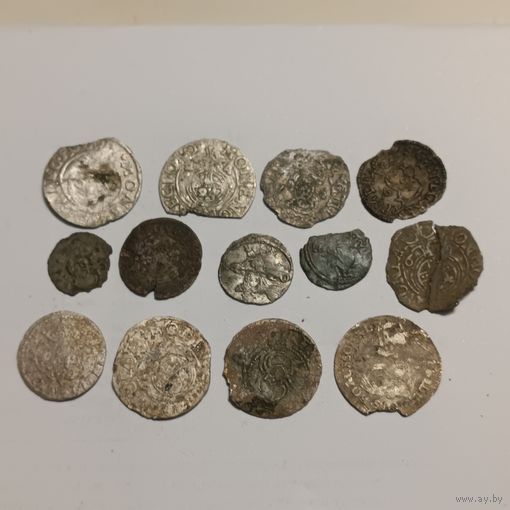 Лот билонных монет Сигизмунда 3. (13 шт, 7.7 г)