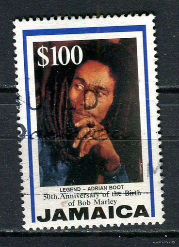 Ямайка - 1995 - 50-летие со дня рождения Боба Марли 100$ (марка с блока 43) - [Mi.866] - 1 марка. Гашеная.  (Лот 62HG)-T41P17