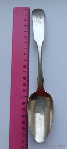Cтоловая ложка Морозовъ. Вес 56,1 грамма. Серебро 84. Не чищена. 193
